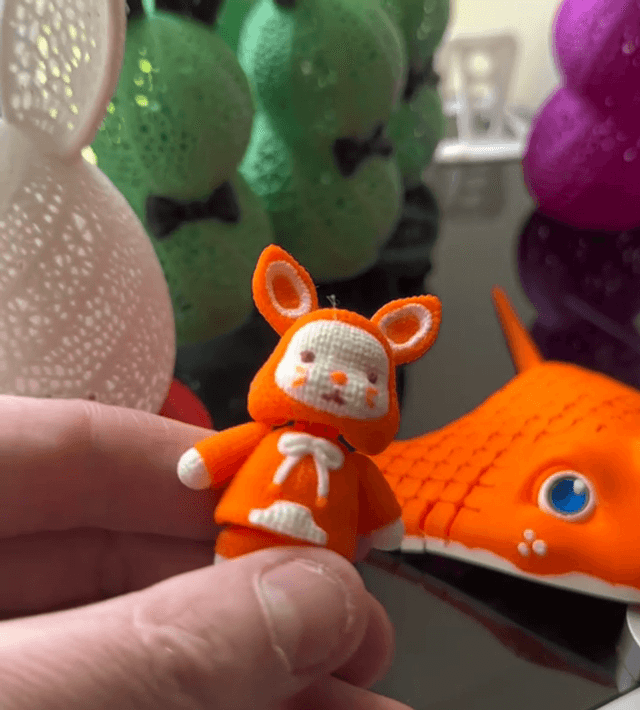 Figurine Tricotée en 3D - Petit Lapin Orange